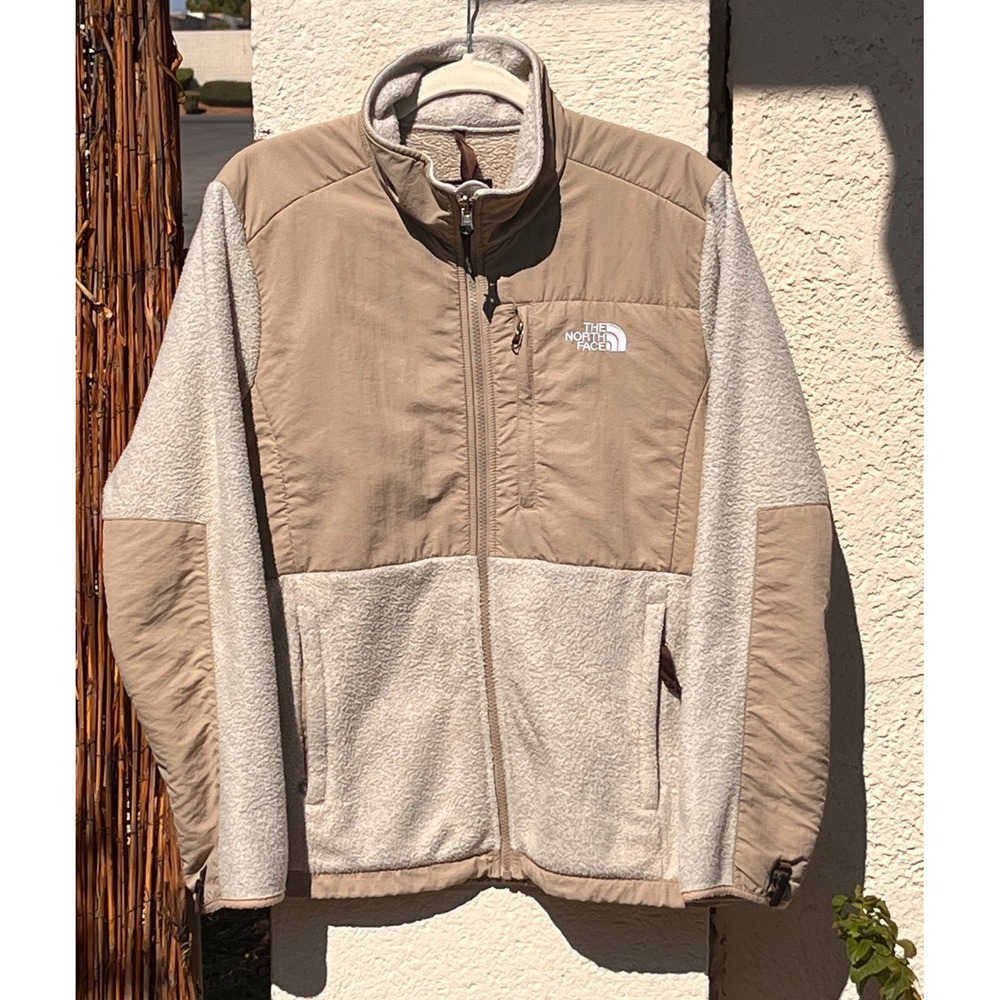 The North Face Womens Denali Polartec Fleece Jacket Large Beige Cream Full Zip